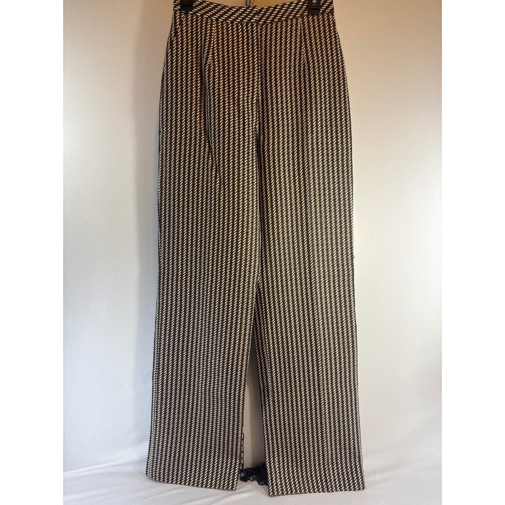 Emilia Wickstead Miggy Tan Ivory Merino Shetland Trouser Sz 10 Wide Leg NWT
